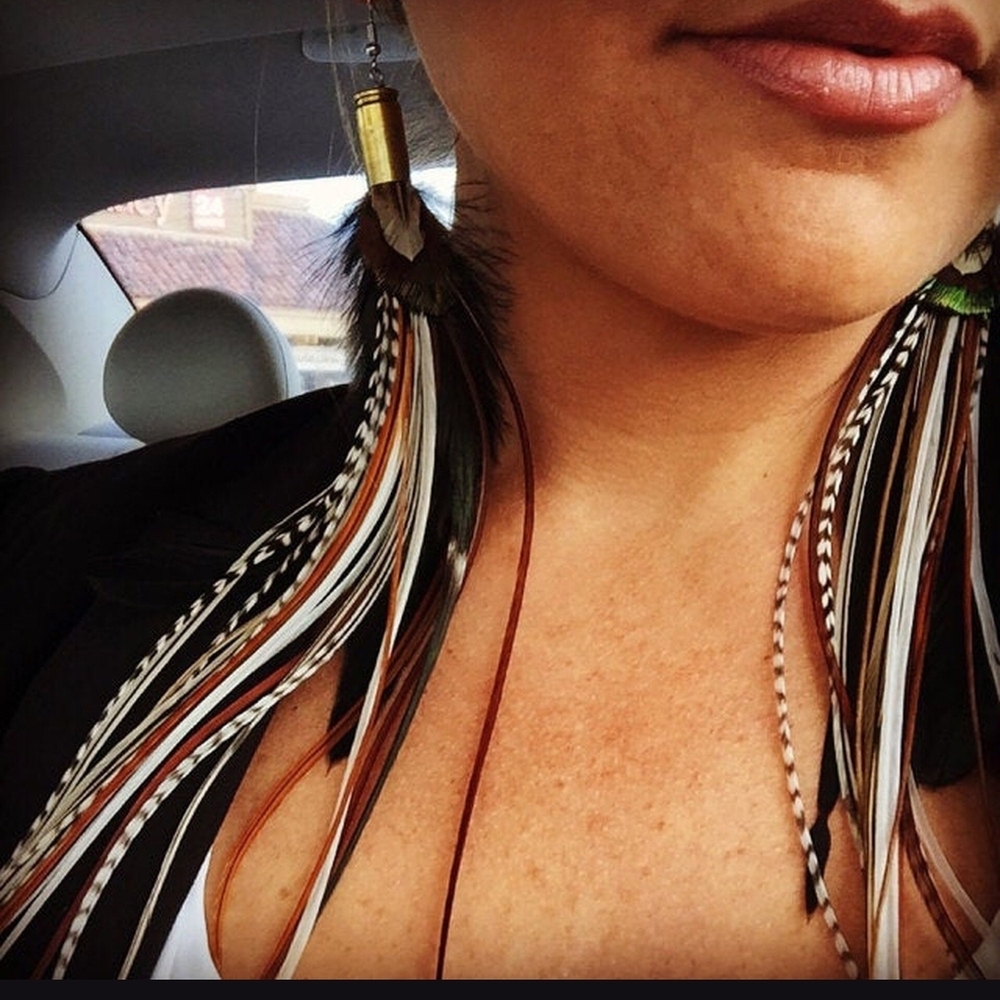 Chic Multicolor Feather Earrings - Picture 3 of 5